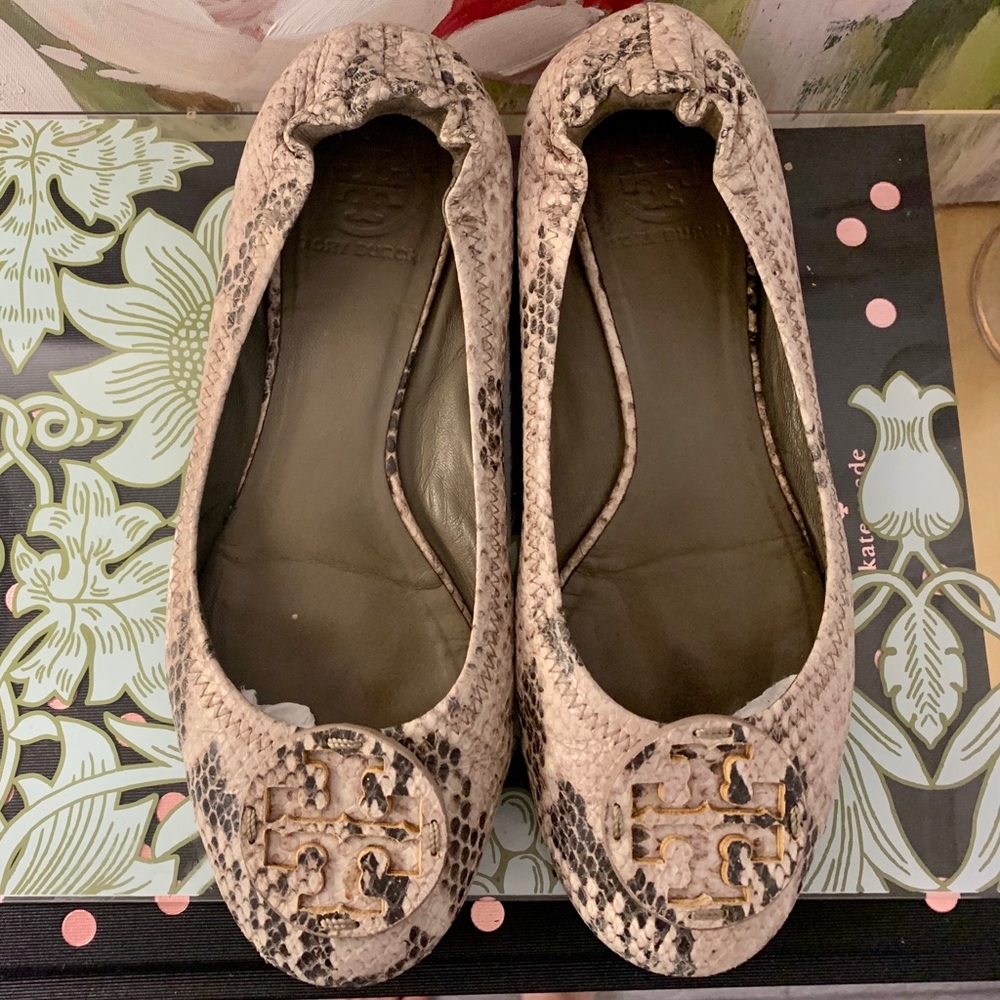 Tory Burch Snake Print Reva Ballerina Flat